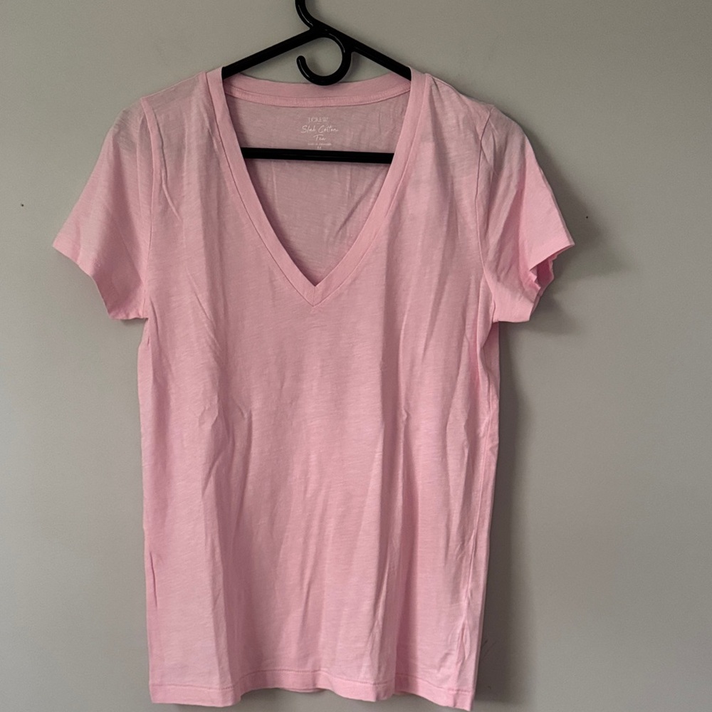 J. Crew Light Pink V-Neck Short Sleeve Top